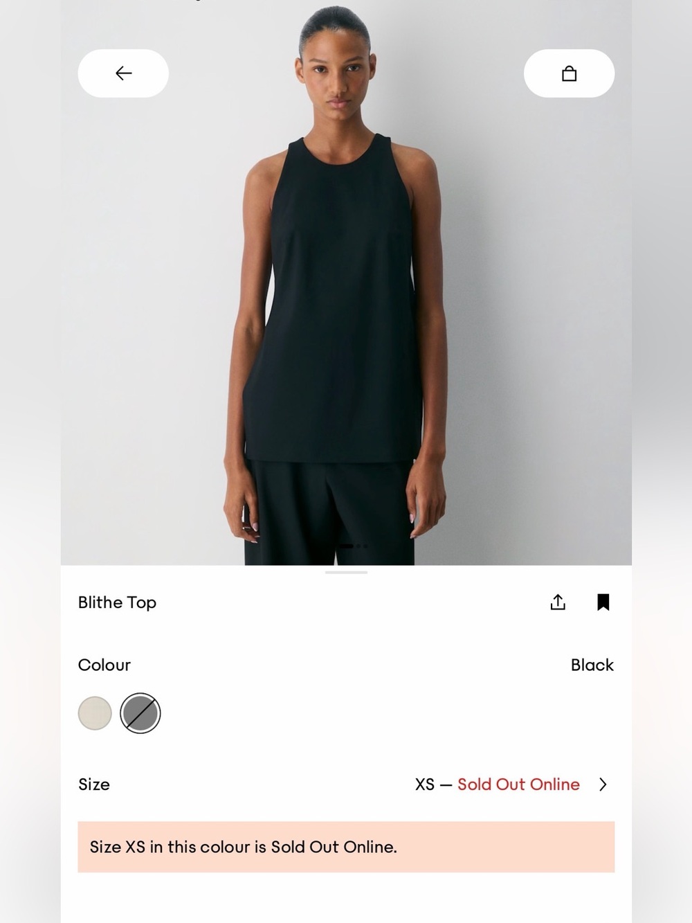 Aritzia Blithe Top - Black size xs NWT